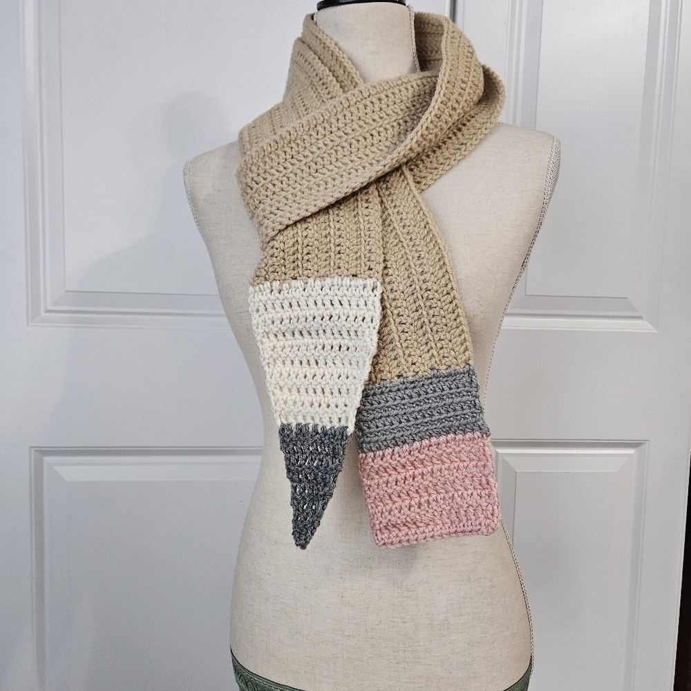 Handmade Crochet Pencil Scarf, Teacher Gift Ideas- Buff - Picture 4 of 5